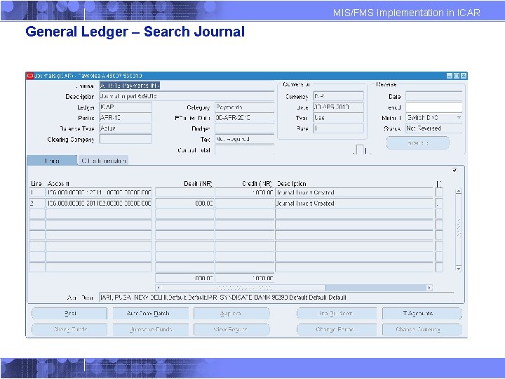 MIS/FMS Implementation in ICAR General Ledger – Search Journal 
