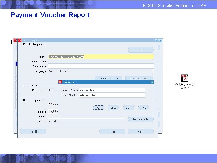 MIS/FMS Implementation in ICAR Payment Voucher Report 