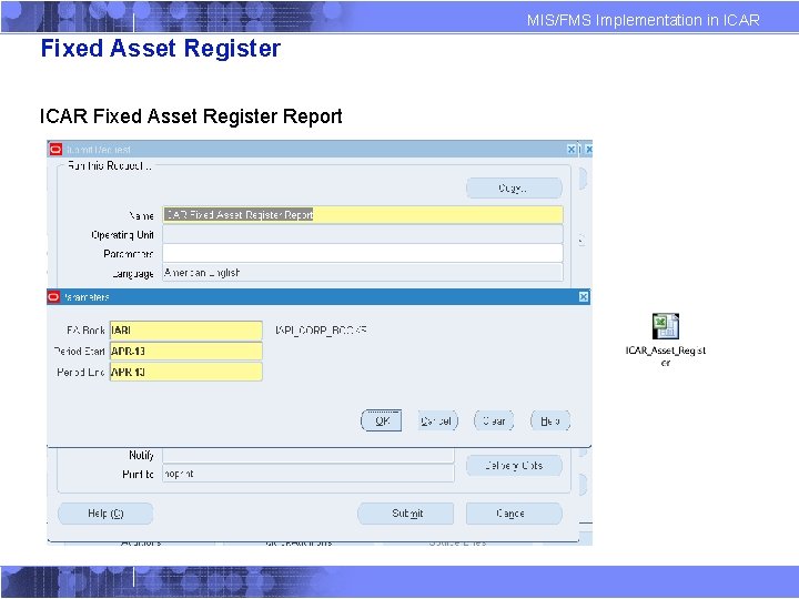 MIS/FMS Implementation in ICAR Fixed Asset Register Report 