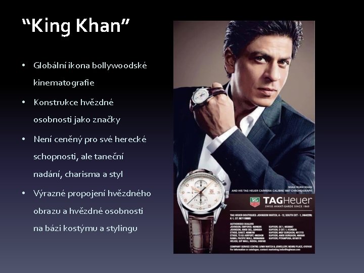 “King Khan” • Globální ikona bollywoodské kinematografie • Konstrukce hvězdné osobnosti jako značky •