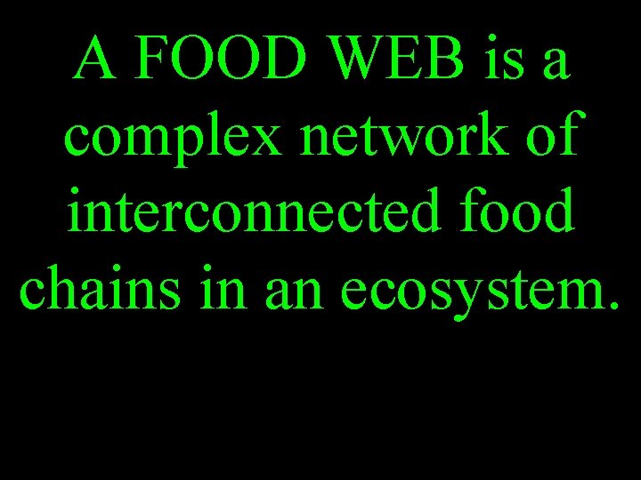 A FOOD WEB is a complex network of interconnected food chains in an ecosystem.