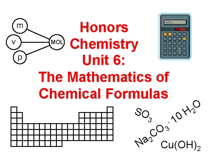 m v p Honors MOL Chemistry Unit 6: The Mathematics of Chemical Formulas SO