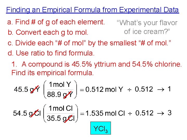 Finding an Empirical Formula from Experimental Data a. Find # of g of each