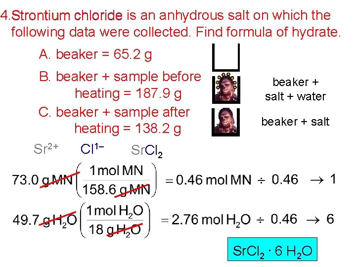 4. Strontium chloride is an anhydrous salt on which the following data were collected.