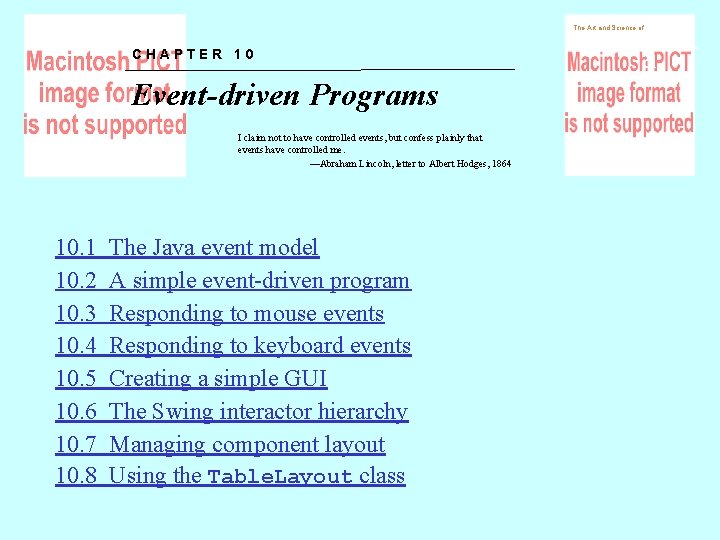 Jav a The Art and Science of CHAPTER 10 Event-driven Programs I claim not Jav a The Art and Science of CHAPTER 10 Event-driven Programs I claim not