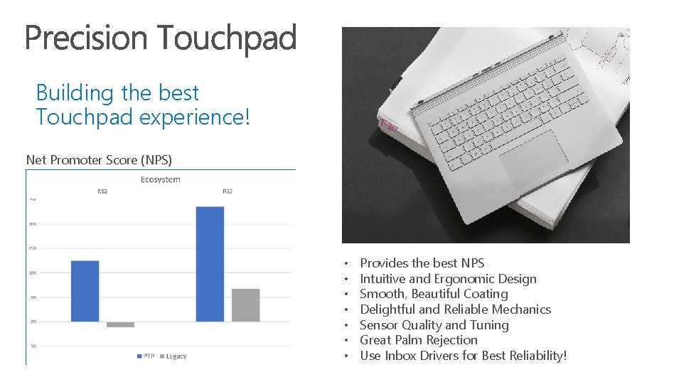 Building the best Touchpad experience! Net Promoter Score (NPS) • • Provides the best