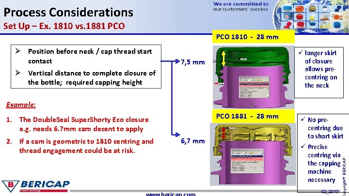 Process Considerations Set Up – Ex. 1810 vs. 1881 PCO Ø Position before neck