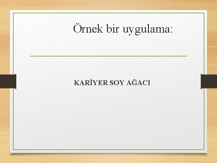 Örnek bir uygulama: KARİYER SOY AĞACI 