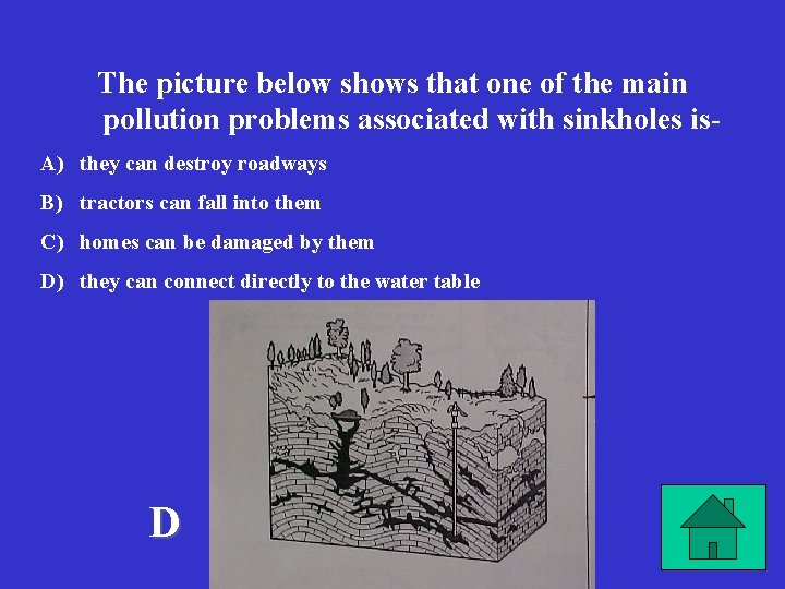 The picture below shows that one of the main pollution problems associated with sinkholes