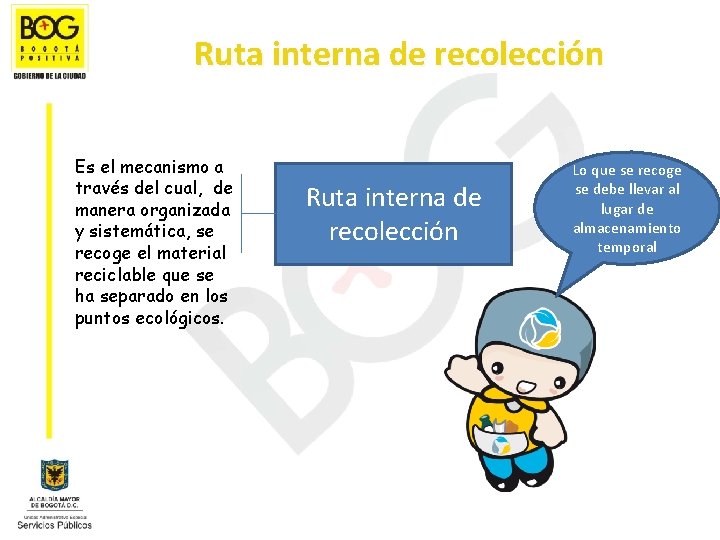 Ruta interna de recolección Es el mecanismo a través del cual, de manera organizada