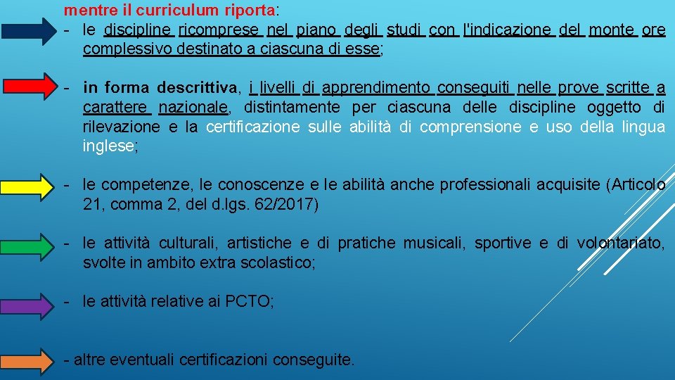 mentre il curriculum riporta: - le discipline ricomprese nel piano degli studi con l'indicazione mentre il curriculum riporta: - le discipline ricomprese nel piano degli studi con l'indicazione