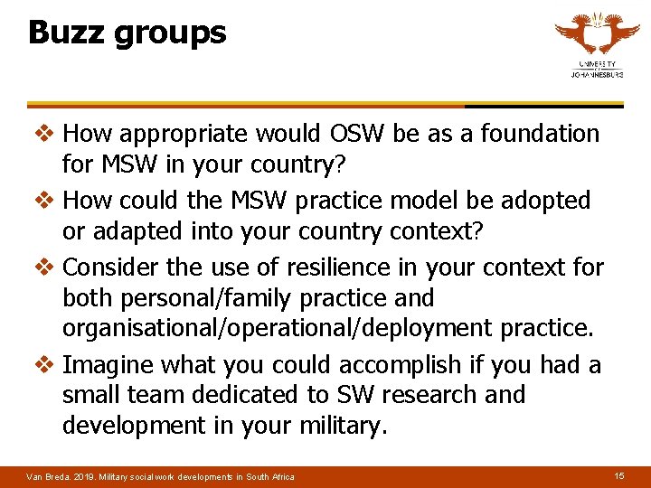 Buzz groups v How appropriate would OSW be as a foundation for MSW in