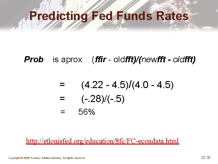 Predicting Fed Funds Rates Prob is aprox = = = (ffir - oldfft)/(newfft -