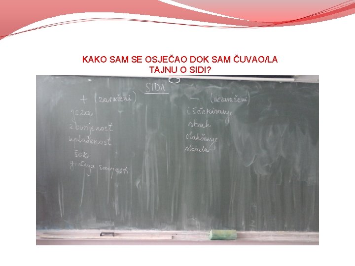 KAKO SAM SE OSJEČAO DOK SAM ČUVAO/LA TAJNU O SIDI? KAKO SAM SE OSJEČAO DOK SAM ČUVAO/LA TAJNU O SIDI?
