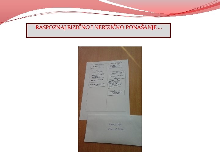 RASPOZNAJ RIZIČNO I NERIZIČNO PONAŠANJE … RASPOZNAJ RIZIČNO I NERIZIČNO PONAŠANJE …