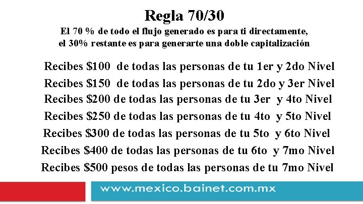 Regla 70/30 El 70 % de todo el flujo generado es para ti directamente,