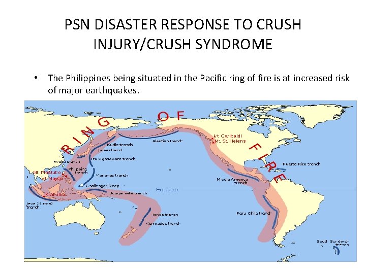 PSN DISASTER RESPONSE TO CRUSH INJURY/CRUSH SYNDROME • The Philippines being situated in the