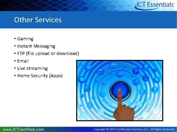 Other Services • Gaming • Instant Messaging • FTP (file upload or download) •