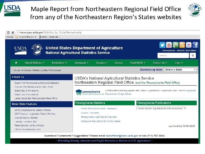 Maple Report from Northeastern Regional Field Office from any of the Northeastern Region’s States Maple Report from Northeastern Regional Field Office from any of the Northeastern Region’s States
