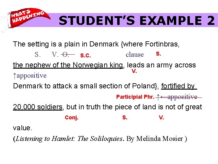 STUDENT’S EXAMPLE 2 The setting is a plain in Denmark {where Fortinbras, S. S. STUDENT’S EXAMPLE 2 The setting is a plain in Denmark {where Fortinbras, S. S.