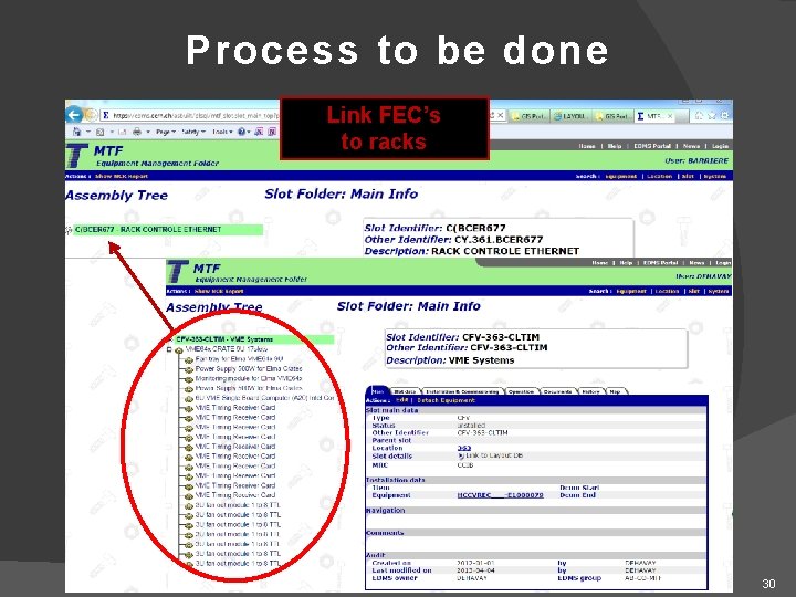 Process to be done Link FEC’s to racks 30 