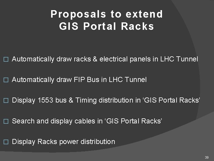 Proposals to extend GIS Portal Racks � Automatically draw racks & electrical panels in