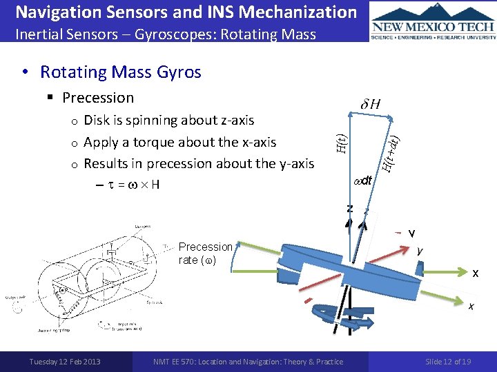 Navigation Sensors and INS Mechanization Inertial Sensors – Gyroscopes: Rotating Mass • Rotating Mass