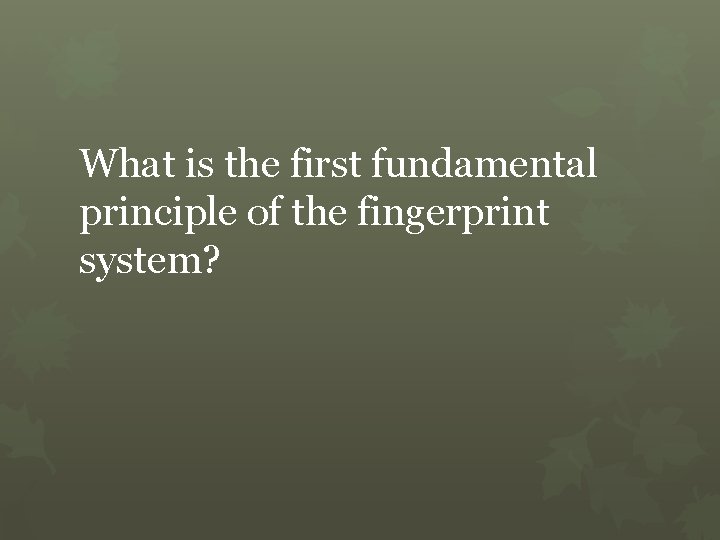 What is the first fundamental principle of the fingerprint system? 