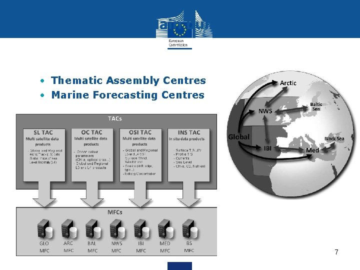 Main building blocks • Thematic Assembly Centres • Marine Forecasting Centres 7 