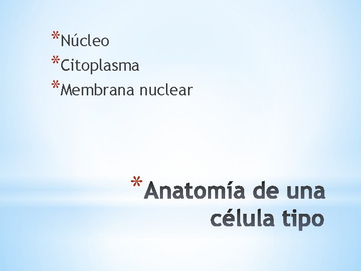 *Núcleo *Citoplasma *Membrana nuclear * 