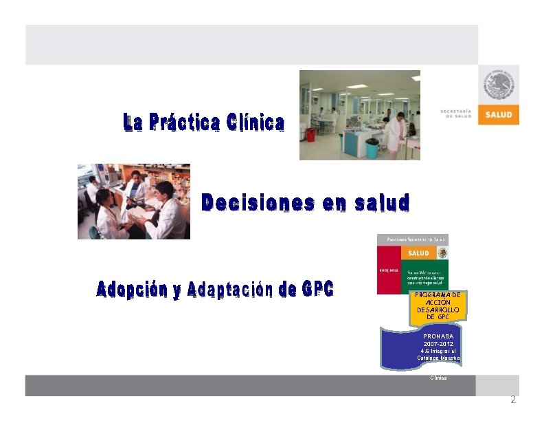 CENTRO NACIONAL DE EXCELENCIA TECNOLÓGICA EN SALUD PROGRAMA DE ACCIÓN DESARROLLO DE GPC PRONASA