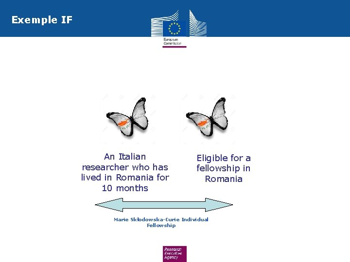 Exemple IF An Italian researcher who has lived in Romania for 10 months Eligible