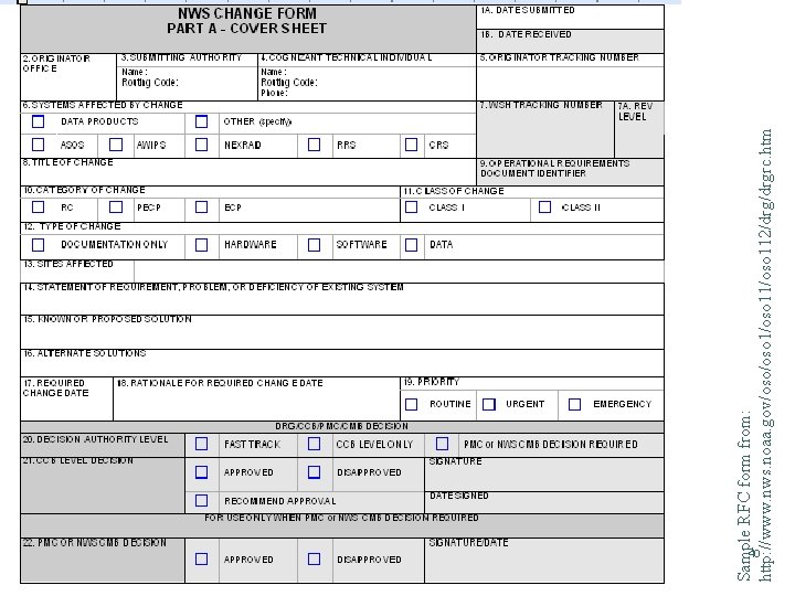 Sample RFC form from: http: //www. nws. noaa. gov/oso 1/oso 112/drgrc. htm 40 