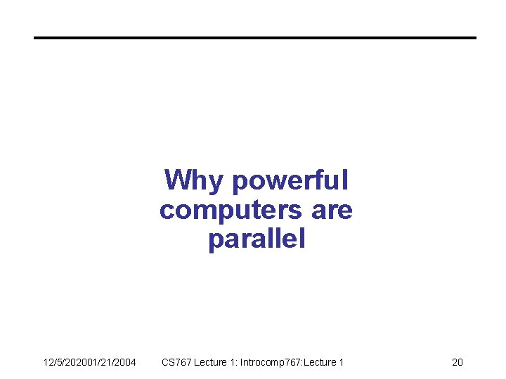 Parallel Programming Lecture 1 Introduction Carl Tropper Computer