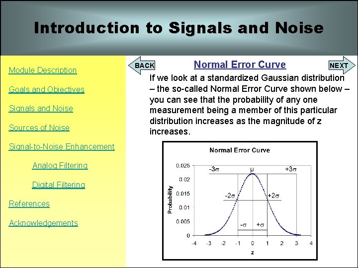 Introduction to Signals and Noise Module Description Goals and Objectives Signals and Noise Sources Introduction to Signals and Noise Module Description Goals and Objectives Signals and Noise Sources