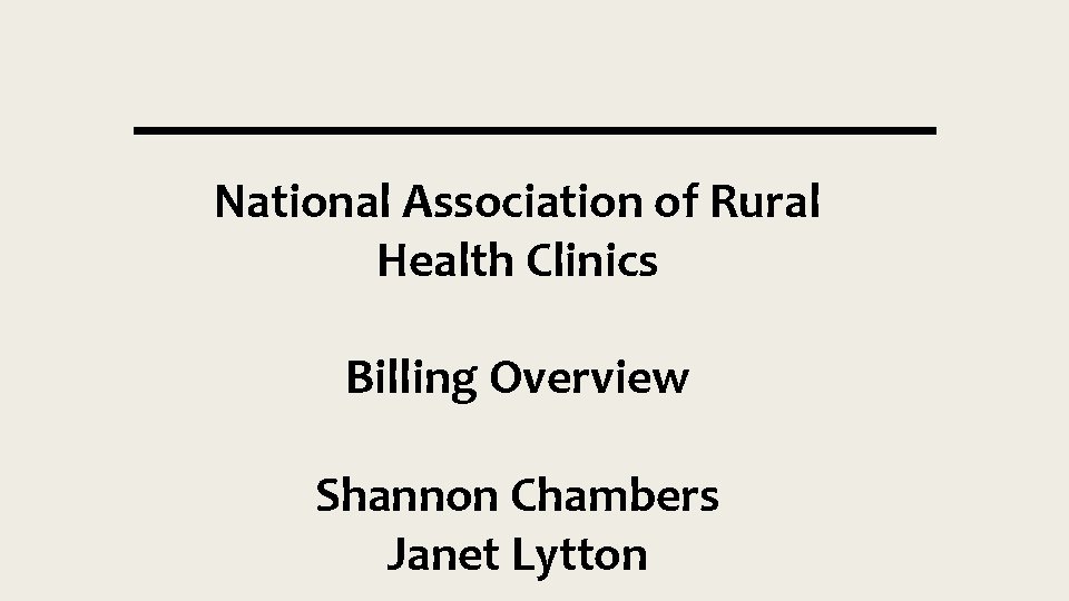 National Association of Rural Health Clinics Billing Overview