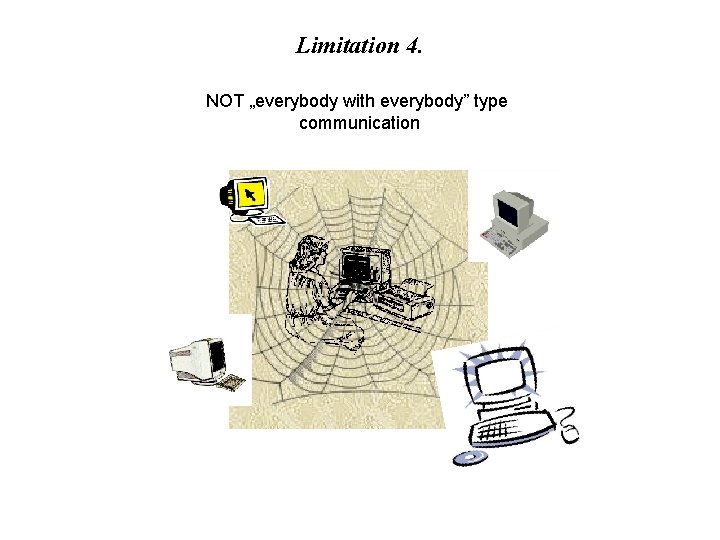 Limitation 4. NOT „everybody with everybody” type communication Limitation 4. NOT „everybody with everybody” type communication