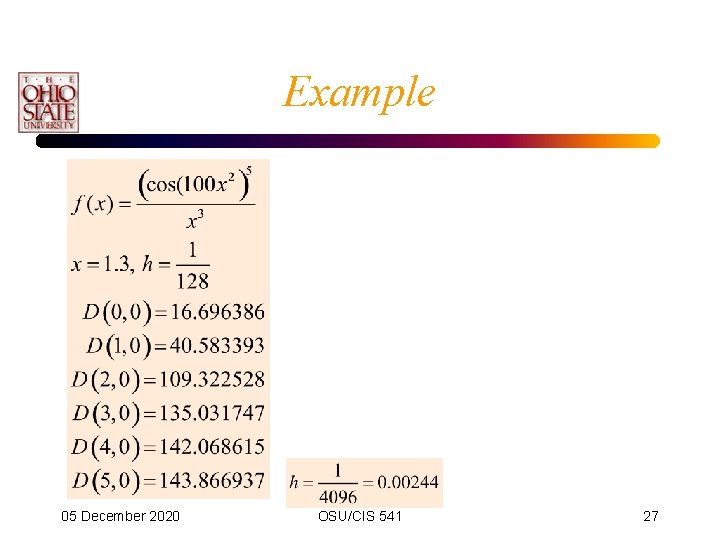 Example 05 December 2020 OSU/CIS 541 27 Example 05 December 2020 OSU/CIS 541 27