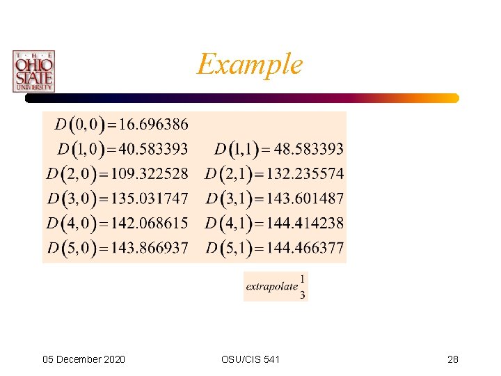 Example 05 December 2020 OSU/CIS 541 28 Example 05 December 2020 OSU/CIS 541 28