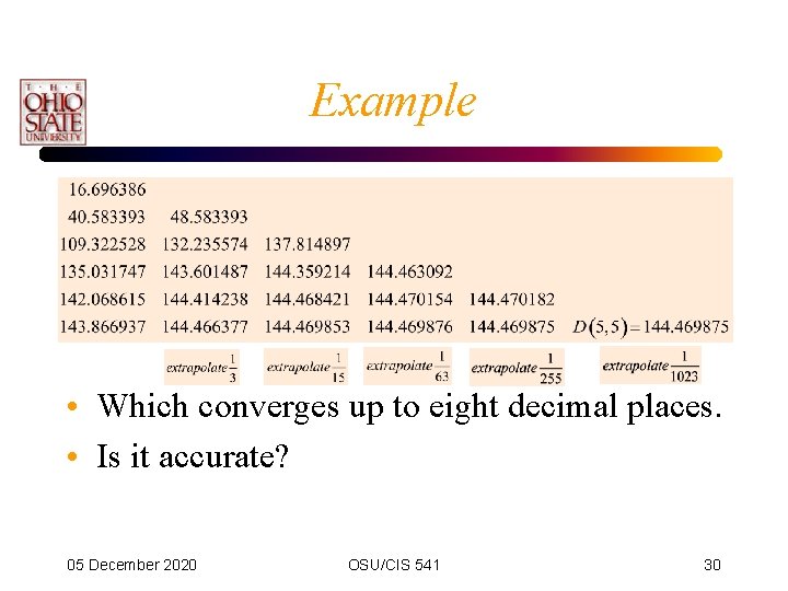 Example • Which converges up to eight decimal places. • Is it accurate? 05 Example • Which converges up to eight decimal places. • Is it accurate? 05