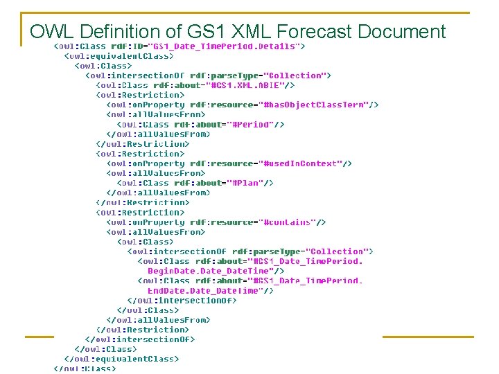 OWL Definition of GS 1 XML Forecast Document 