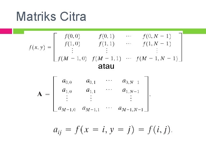Matriks Citra atau 