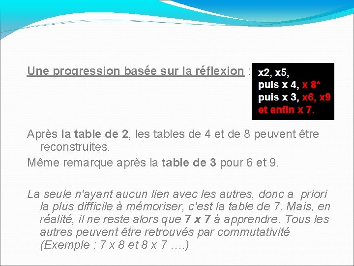 Une progression basée sur la réflexion : Après la table de 2, les tables