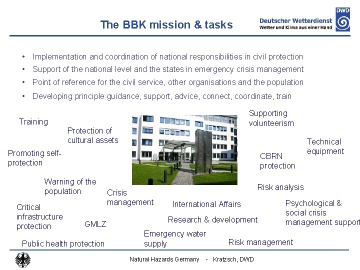 The BBK mission & tasks • Implementation and coordination of national responsibilities in civil