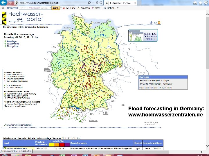 Flood forecasting in Germany: www. hochwasserzentralen. de Natural Hazards Germany - Kratzsch, DWD 