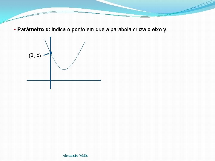  • Parâmetro c: indica o ponto em que a parábola cruza o eixo