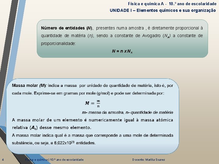 Física e química A - 10. º ano de escolaridade UNIDADE I – Elementos