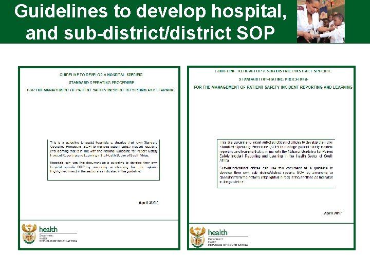 Guidelines to develop hospital, and sub-district/district SOP 