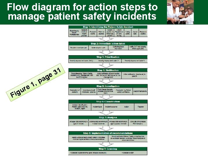 Flow diagram for action steps to manage patient safety incidents , 1 e F