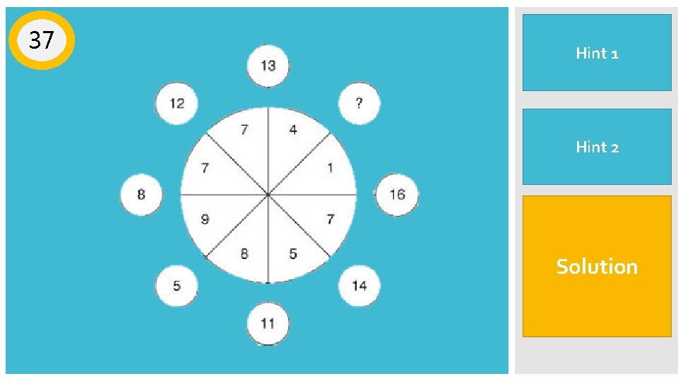 37 Continue the lines to hit the outside Hint 1 circles The two numbers